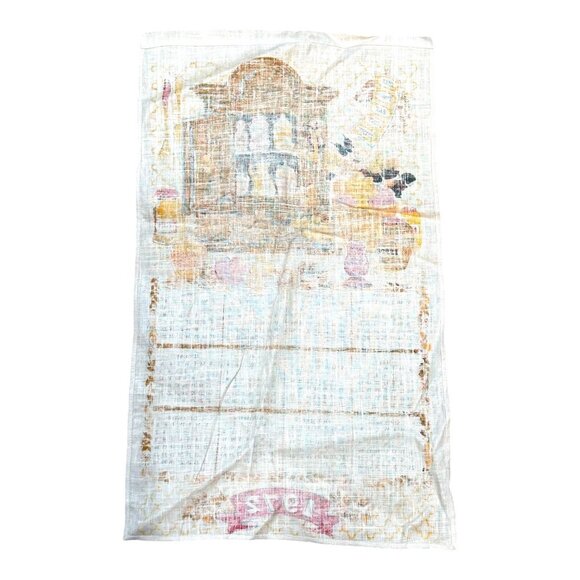 Vintage 1972 Linen Kitchen Calendar Tea Towel Rustic Pantry Cottage Core Boho - Picture 4 of 5